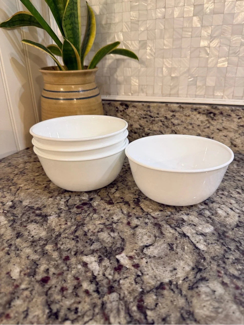 Corelle Winter Frost White Plain White Soup Cereal Bowls Deep 6-1/4” Set of 4
